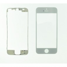 Schermo Esterno Frontale Sostitutivo Bianco Vetro Per Iphone 5 + Bezzel Adesivo
