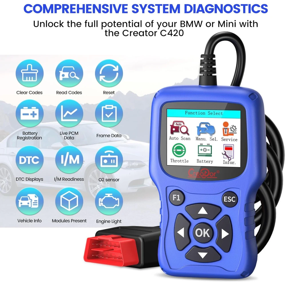 Strumento diagnosi OBD2 BMW Creator C420 per BMW e Mini con funzioni avanzate