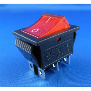 Interruttore a bilanciere rosso con neon 6 pin KCD4 di satkit