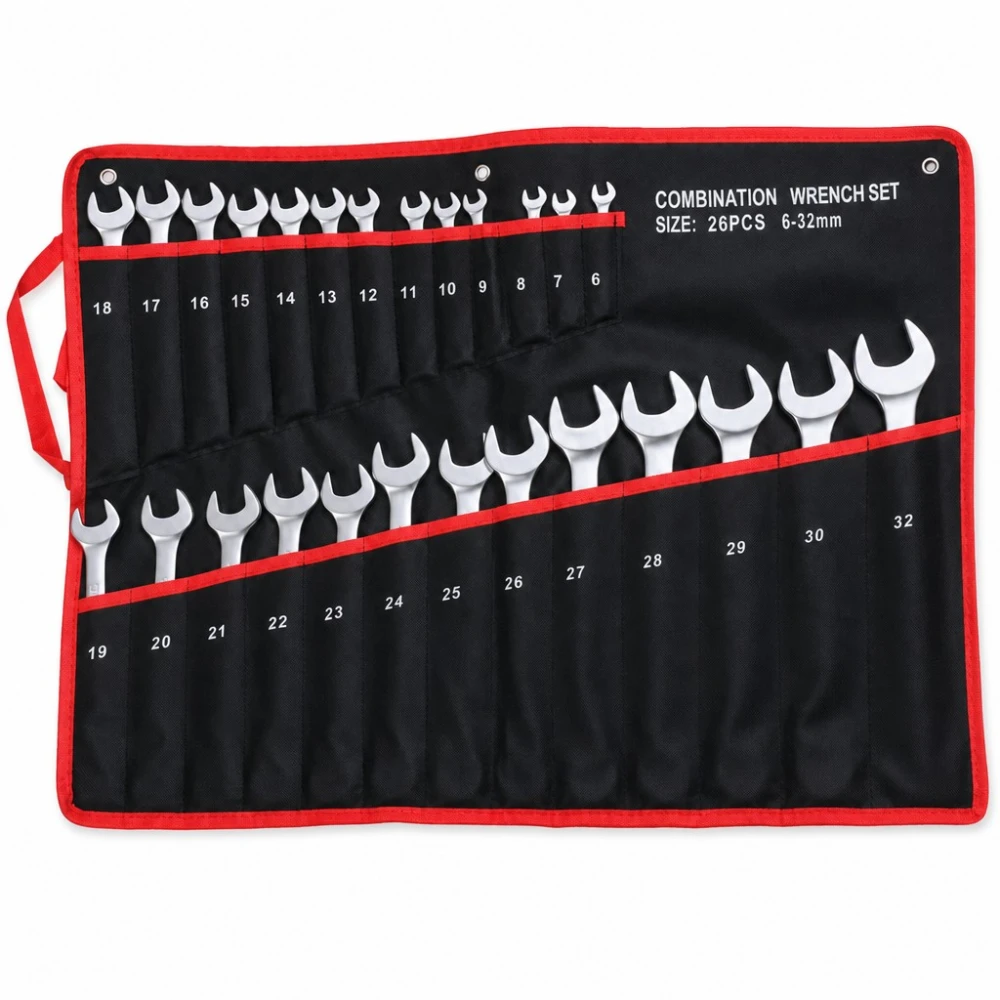 Set di 26 Chiavi Combinate Aperta-Poligonale 6-32mm Acciaio Cr-V con Valigetta