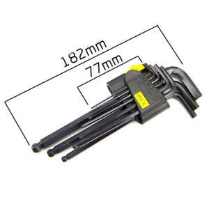 Set chiavi a brugola lunghe con sfera 9 pezzi 1,5-10mm