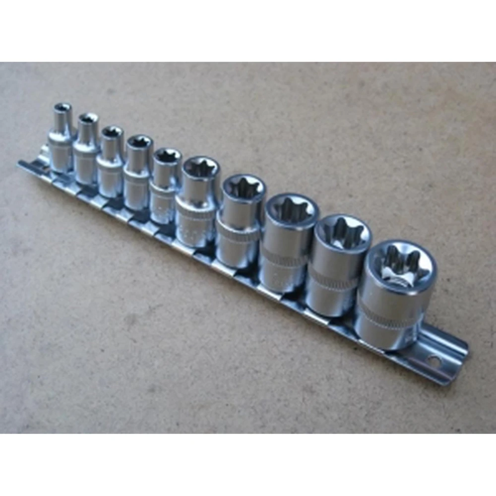 Set chiavi Torx femmina 1/4 - 10 pezzi TSX TOOL in acciaio cromo vanadio