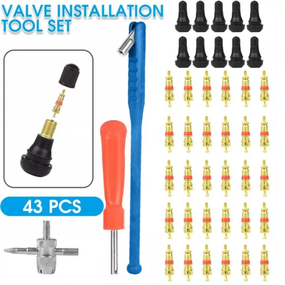 Set attrezzi riparazione pneumatici estrazione valvole TSX TOOL 43 pezzi