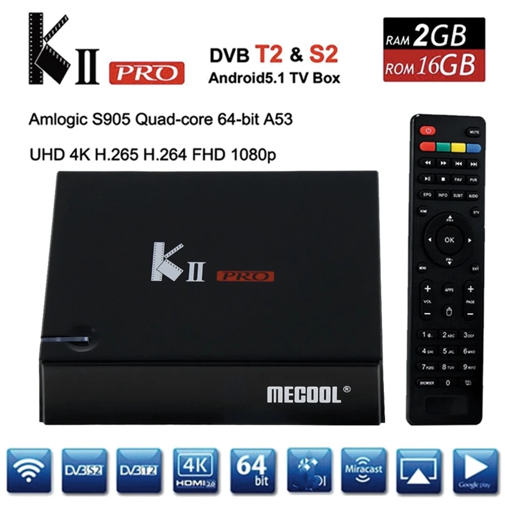 Kii Pro TV Box doppio tuner DVB-S2 DVB-T2 2GB/16GB 4K