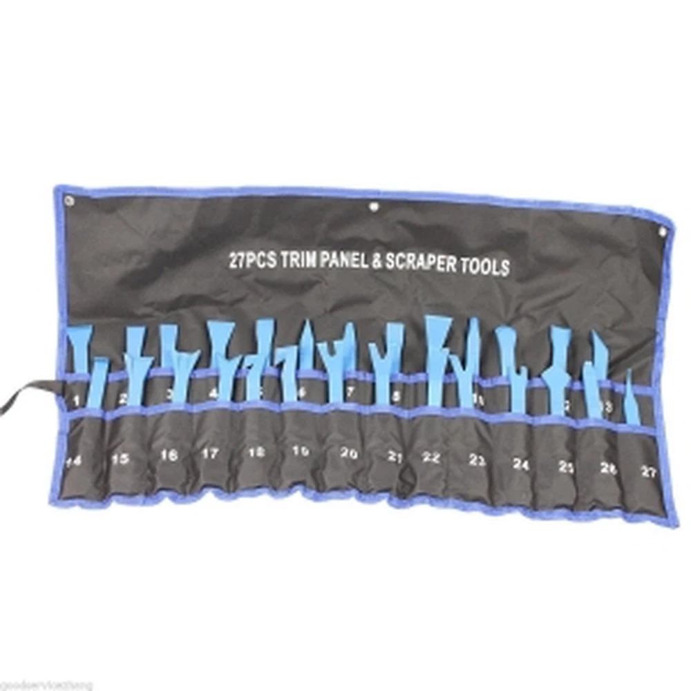 Kit 27 pz attrezzi rimozione pannelli porte, modanature e coprimozzi TSX TOOL