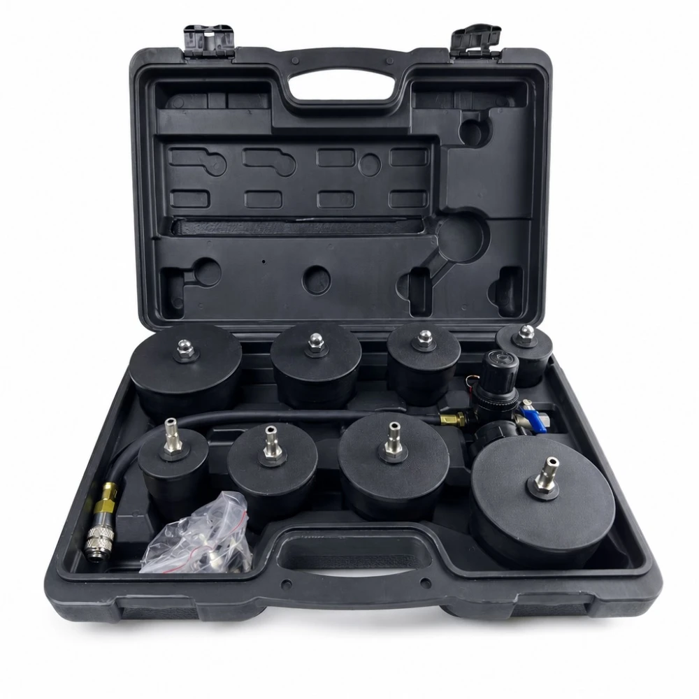 Kit Tester Perdite Turbocompressore 9 Pezzi con Manometro Test Pressione Turbo