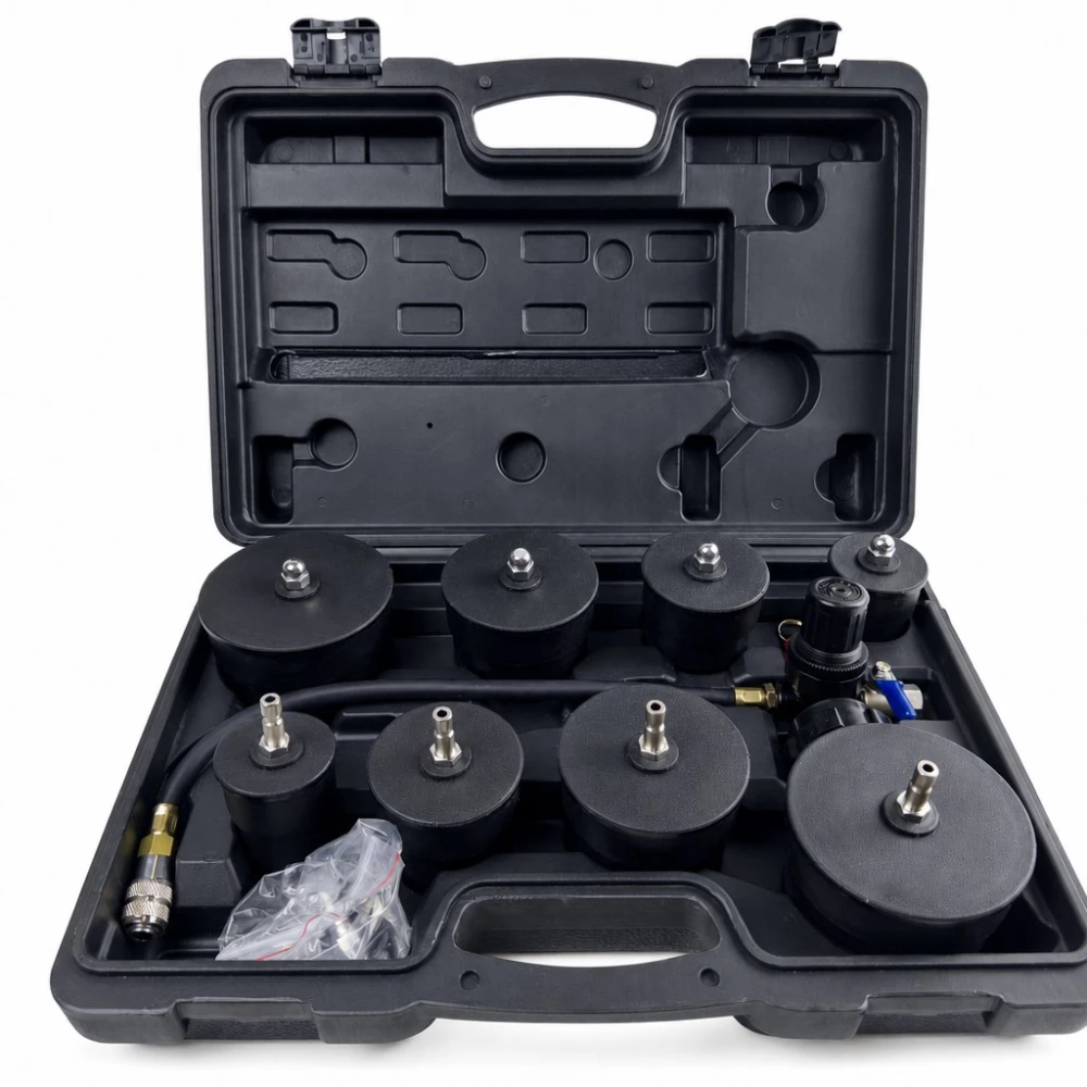 Kit Tester Perdite Turbocompressore 9 Pezzi con Manometro Test Pressione Turbo
