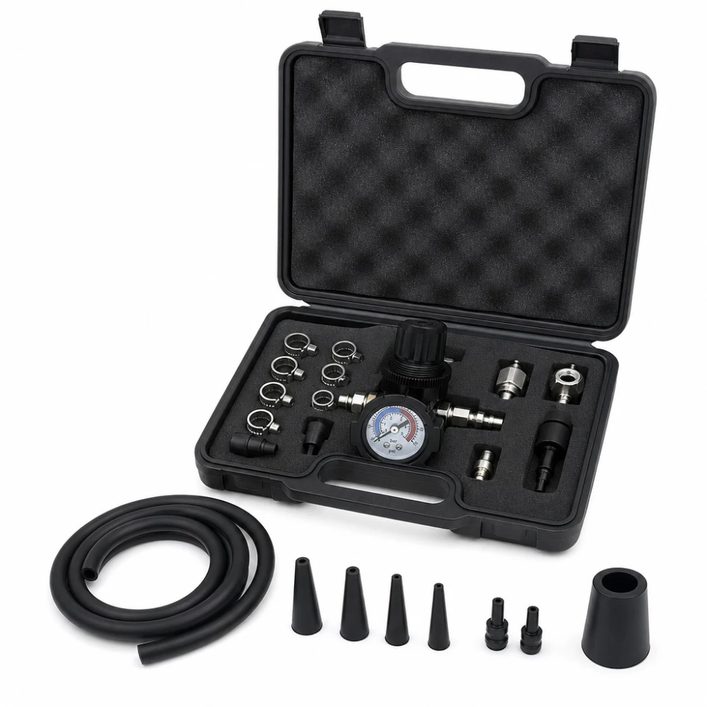 Kit Tester Perdite Turbocompressore 9 Pezzi con Manometro Test Pressione Turbo
