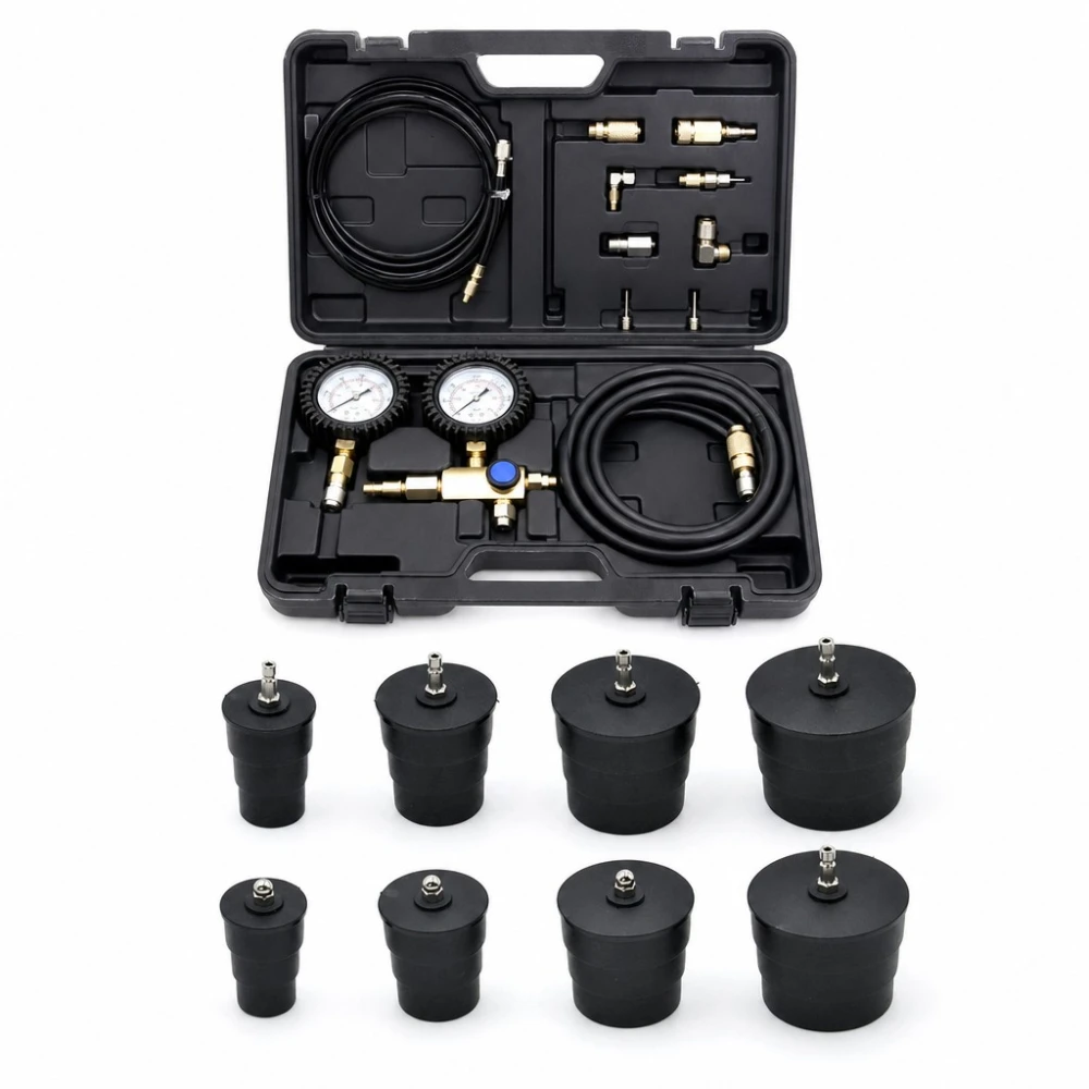 Kit Tester Perdite Turbocompressore 9 Pezzi con Manometro Test Pressione Turbo