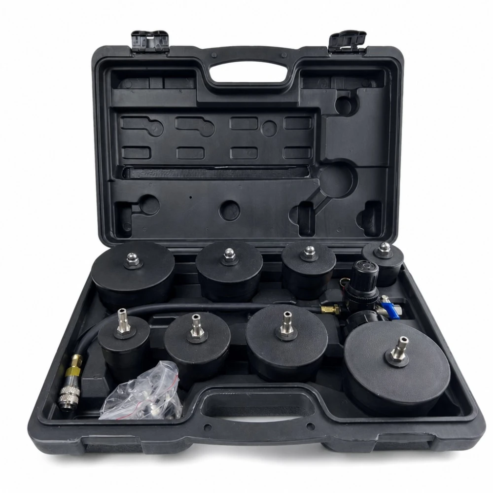 Kit Tester Perdite Turbocompressore 9 Pezzi con Manometro Test Pressione Turbo