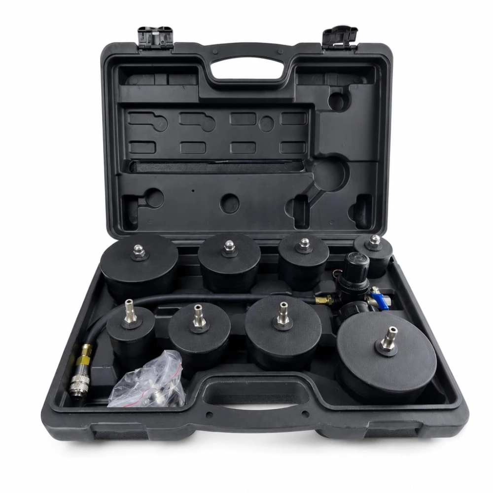 Kit Tester Perdite Turbocompressore 9 Pezzi con Manometro Test Pressione Turbo