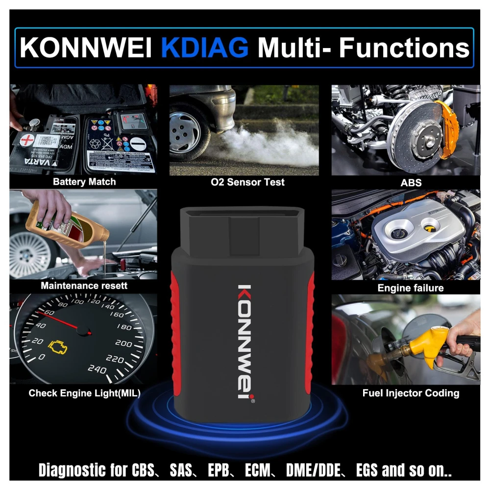 Escáner automotriz KONNWEI KDIAG conectado a smartphone Android