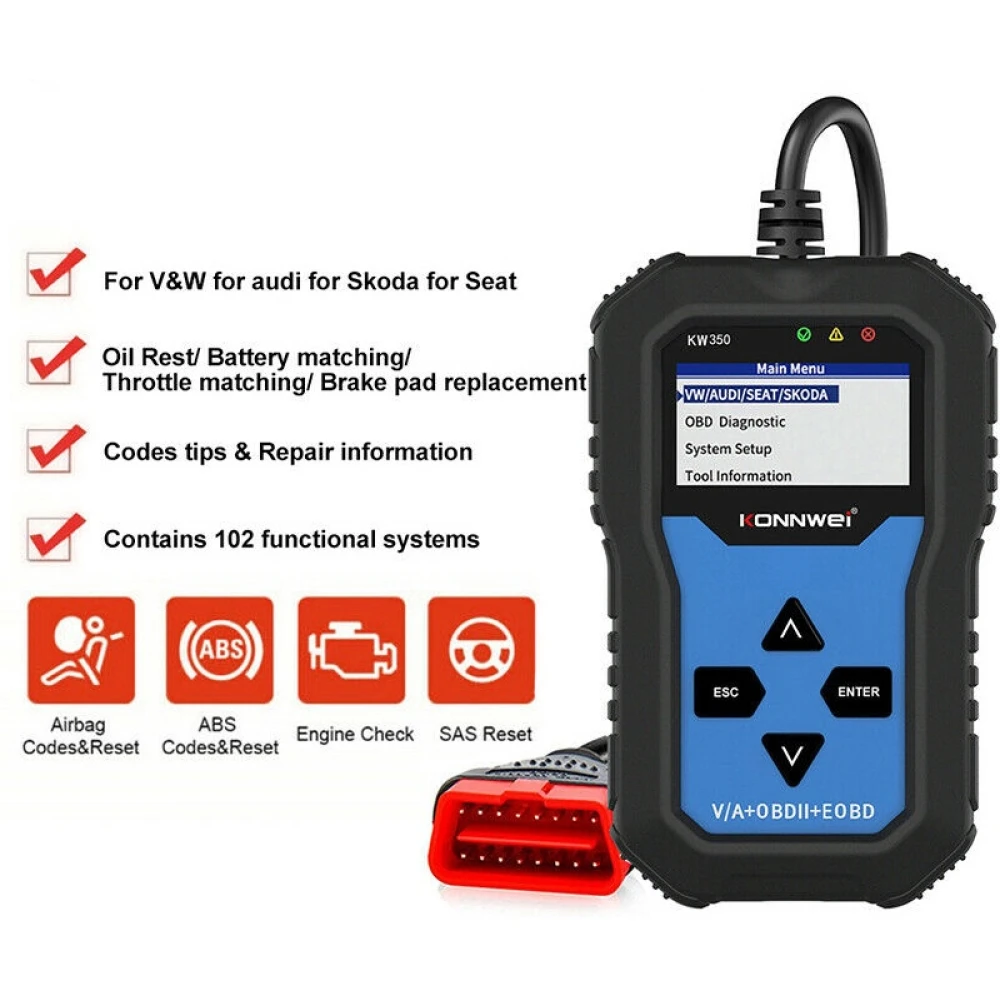 Konnwei KW350 scanner diagnosi sistema completo per VW Audi Seat Skoda