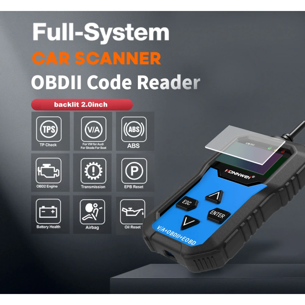 Konnwei KW350 scanner diagnosi sistema completo per VW Audi Seat Skoda