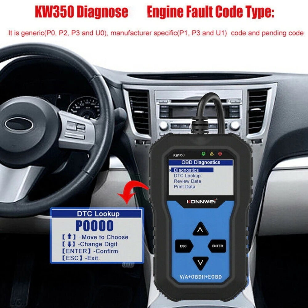 Konnwei KW350 scanner diagnosi sistema completo per VW Audi Seat Skoda