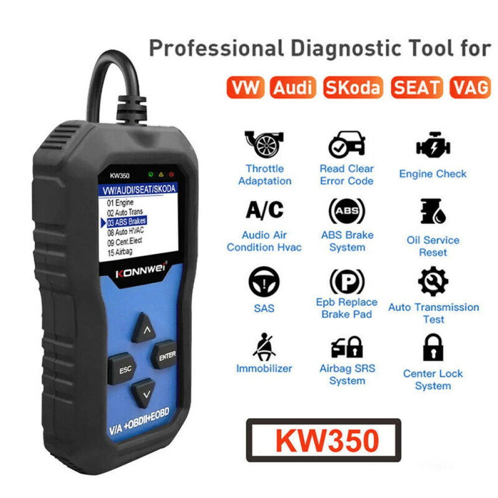 Konnwei KW350 scanner diagnosi sistema completo per VW Audi Seat Skoda