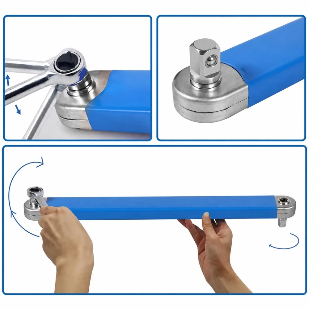 Chiave Stellare Angolata Extrallunga 390mm Doppia Bocca Professionale Acciaio Cr-V