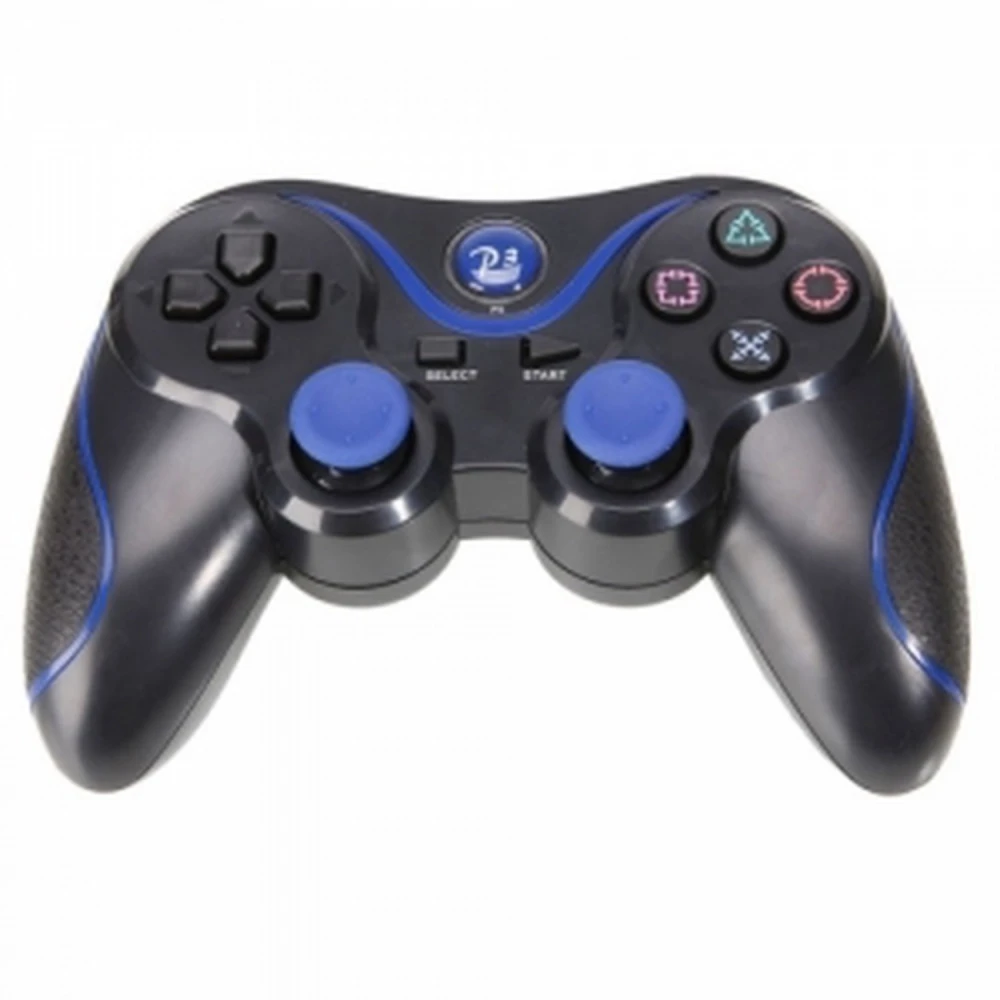 Controller compatibile DualShock 3 PS3 Bluetooth nero blu Sixaxis
