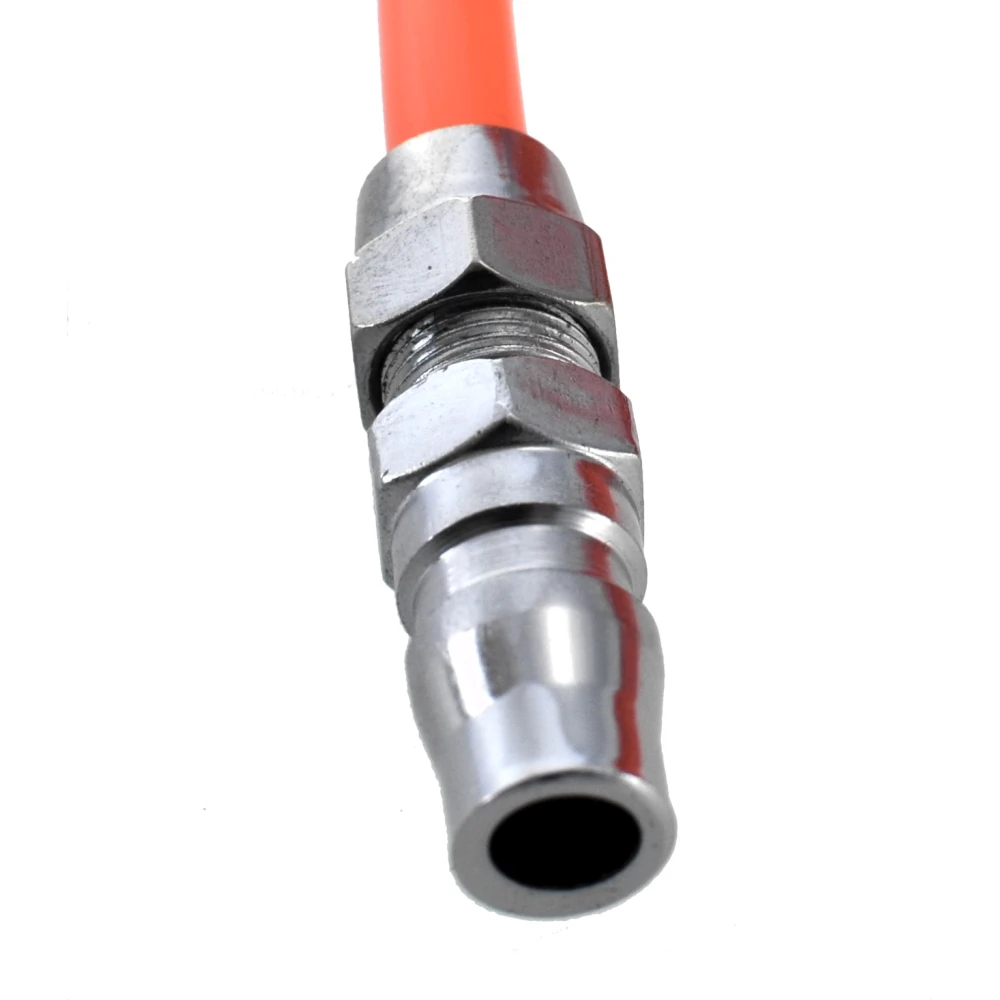 Vista lateral de la manguera espiral con conector ASIA para compresores