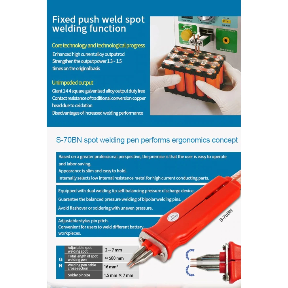 Saldatrice a punti Sunkko 709AD+ 220V con saldatore per batteria al litio 18650