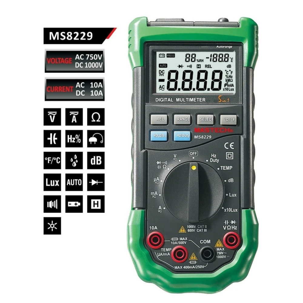 Mastech MS8229 Multimetro 5 in 1: misurazioni precise e multifunzione