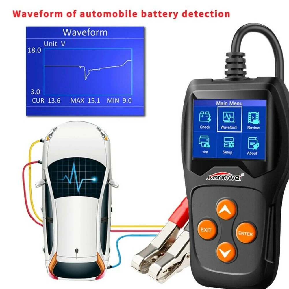 Tester batteria Konnwei KW600 12V per auto e moto
