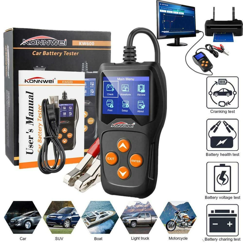 Tester batteria Konnwei KW600 12V per auto e moto