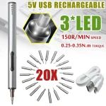 Mini cacciavite elettrico cordless USB ricaricabile 3 LED multifunzione 22in1 set
