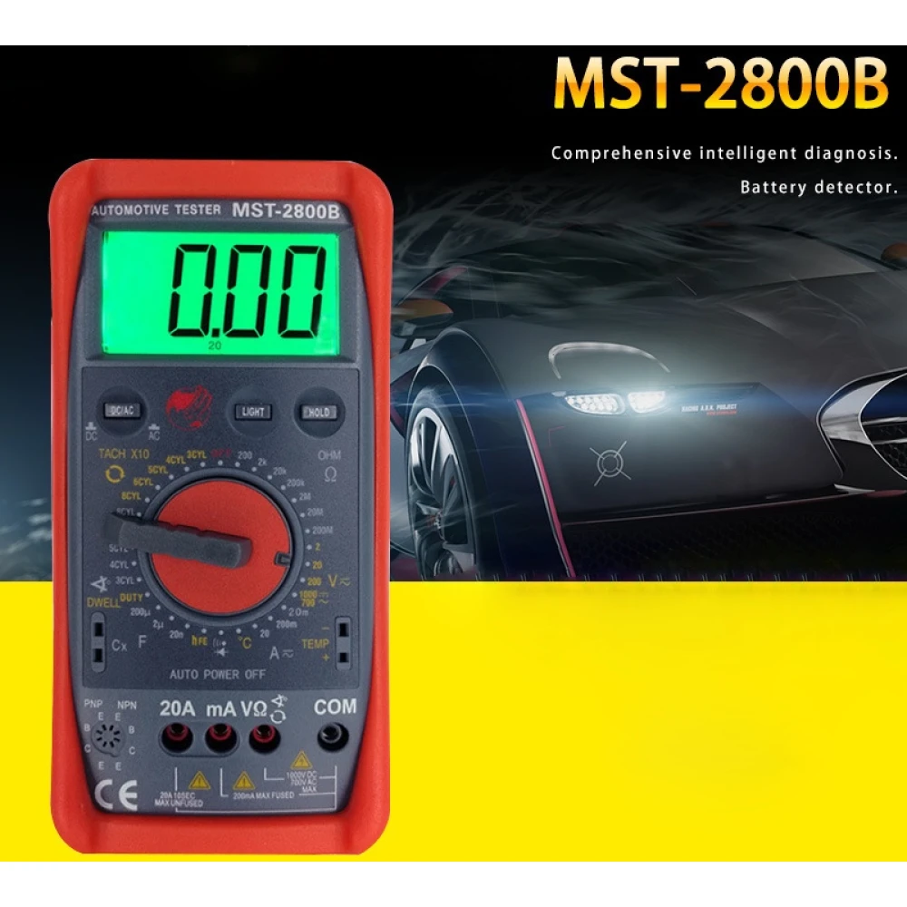 MST-2800B Multimetro digitale intelligente con grande display LCD per auto