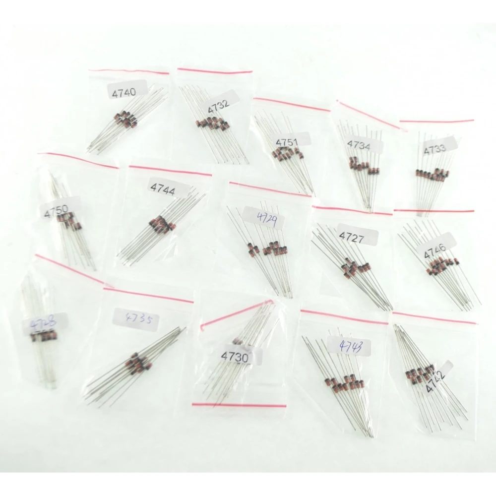 Pack 150 diodi Zener - 15 modelli diversi, 10 pezzi per modello