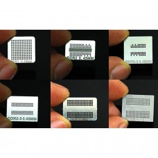 PACK 6 stencil per rilavorazione bga DDR, DDR2, DDR2-2, DDR2-3, DDR3, GDDR5 memoria IC Reballing kits  6.00 euro - satkit