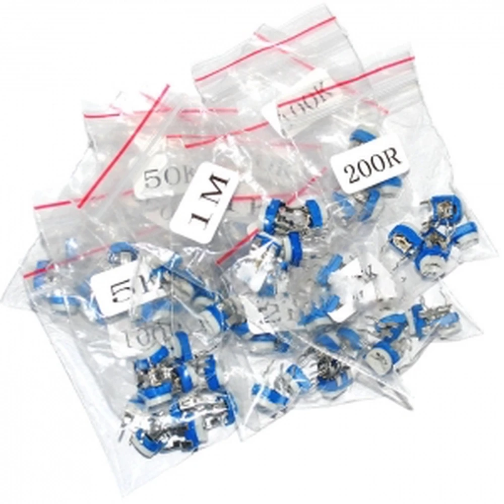 Pack 65 potenziometri lineari DIP, 13 valori diversi, 5 per valore