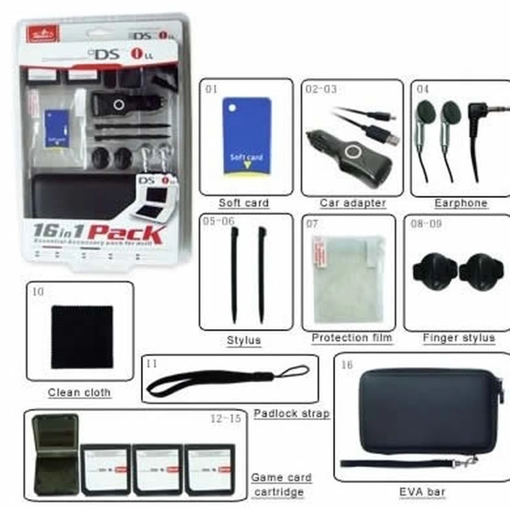 Kit accessori 16 in 1 Nintendo DSi XL - set completo per la console