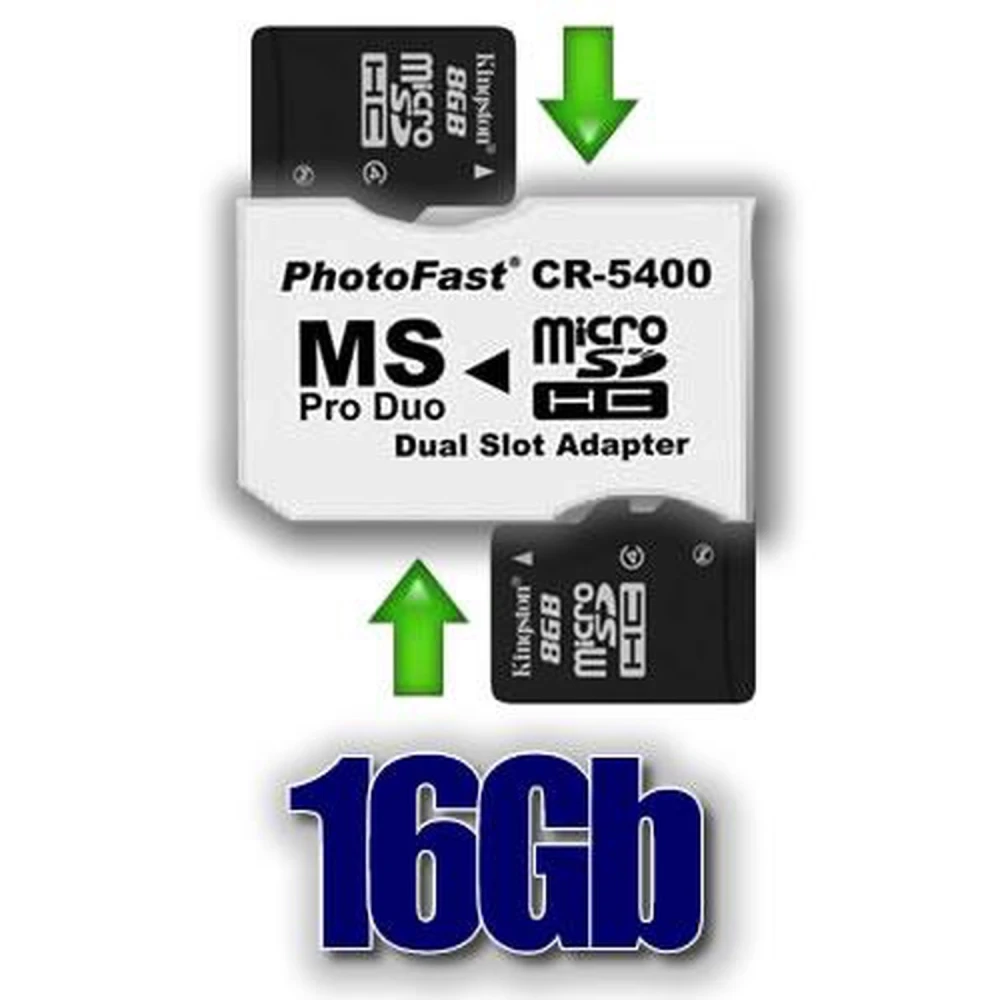Pack adattatore 2xmicroSDHC a MS Pro Duo 16GB compatibile con PSP e PSP Slim