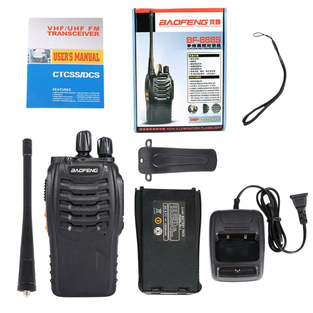 Pack da 2 walkie talkie Baofeng BF-888S dual band UHF 5W con auricolare