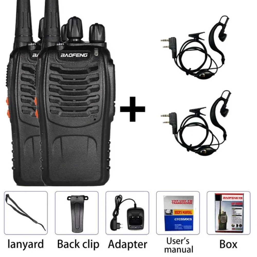 Pack da 2 walkie talkie Baofeng BF-888S dual band UHF 5W con auricolare