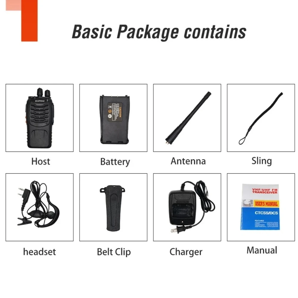 Pack da 2 walkie talkie Baofeng BF-888S dual band UHF 5W con auricolare