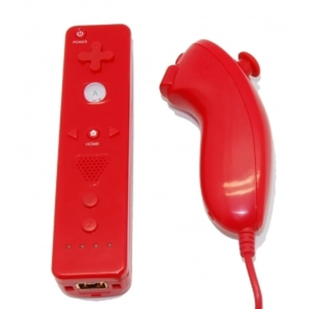 Pack Wii Remote con Wiimotion Plus e Nunchuck rosso compatibile per Wii
