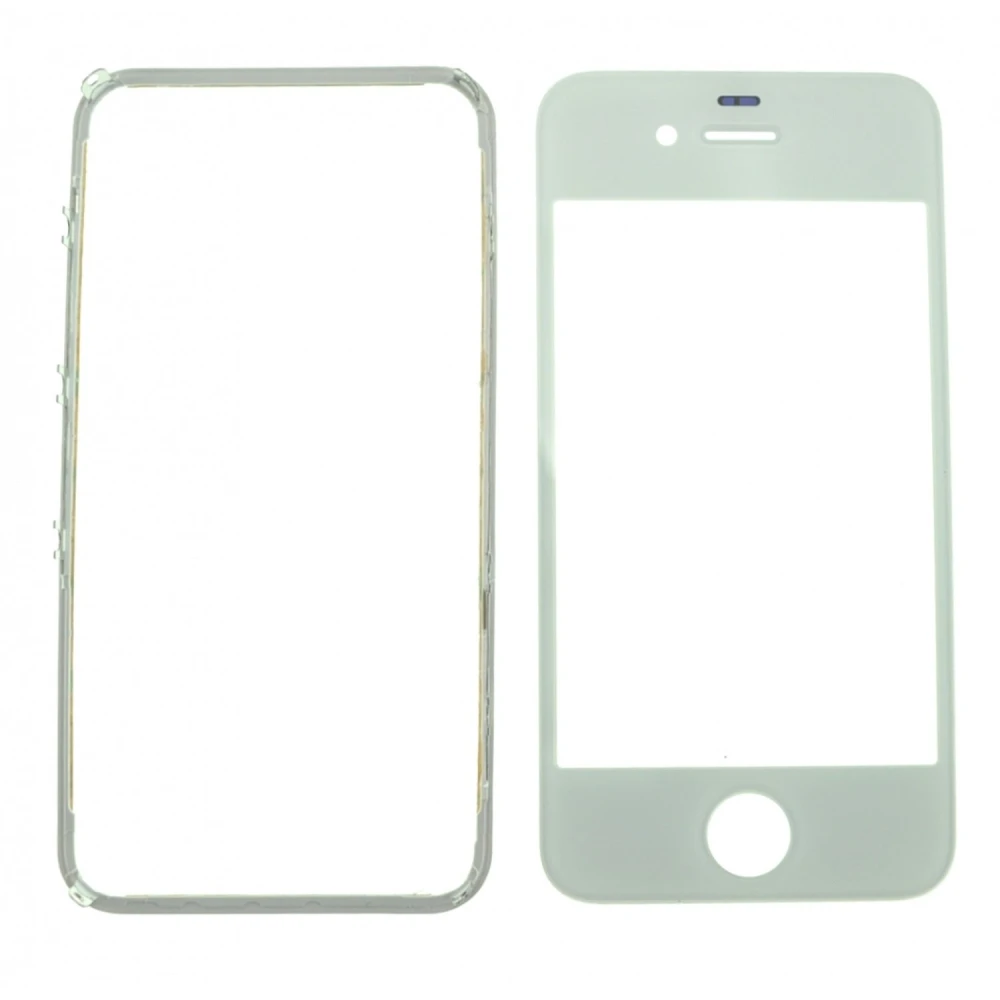 Vetro display iPhone 4 bianco con telaio adesivo per riparazione