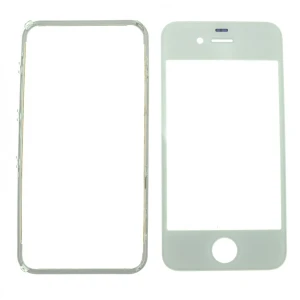 Vetro display iPhone 4 bianco con telaio adesivo per riparazione