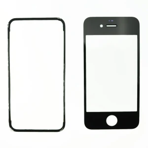 Vetro display iPhone 4S nero con telaio adesivo per riparazione