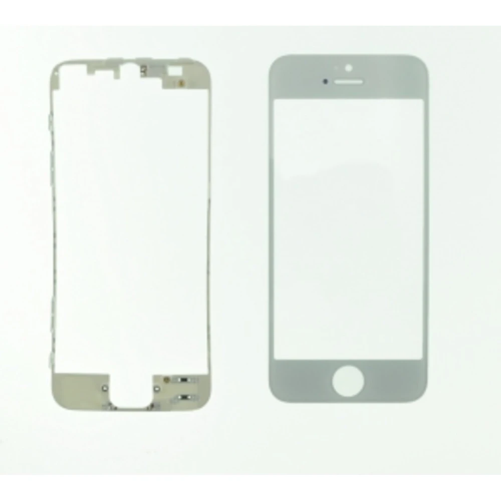 Vetro display iPhone 5 bianco con telaio adesivo per riparazione