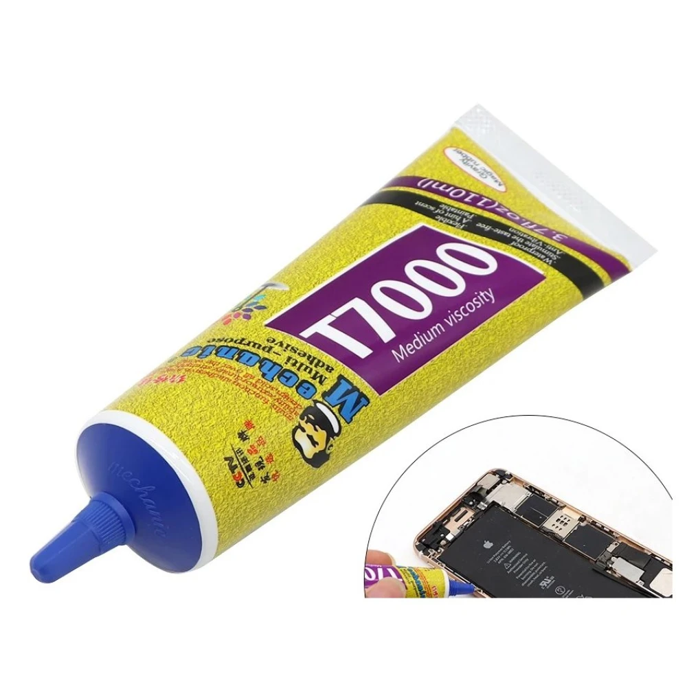 Colla adesiva multiuso Mechanic T-7000 nera 50ml per riparazione schermi