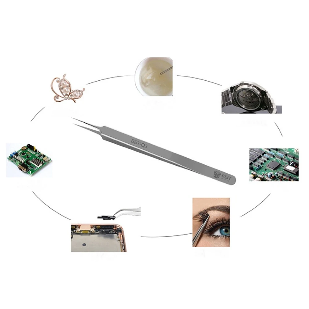 Pinzette extrafini per elettronica Best Q3 dritte per rimuovere componenti elettronici