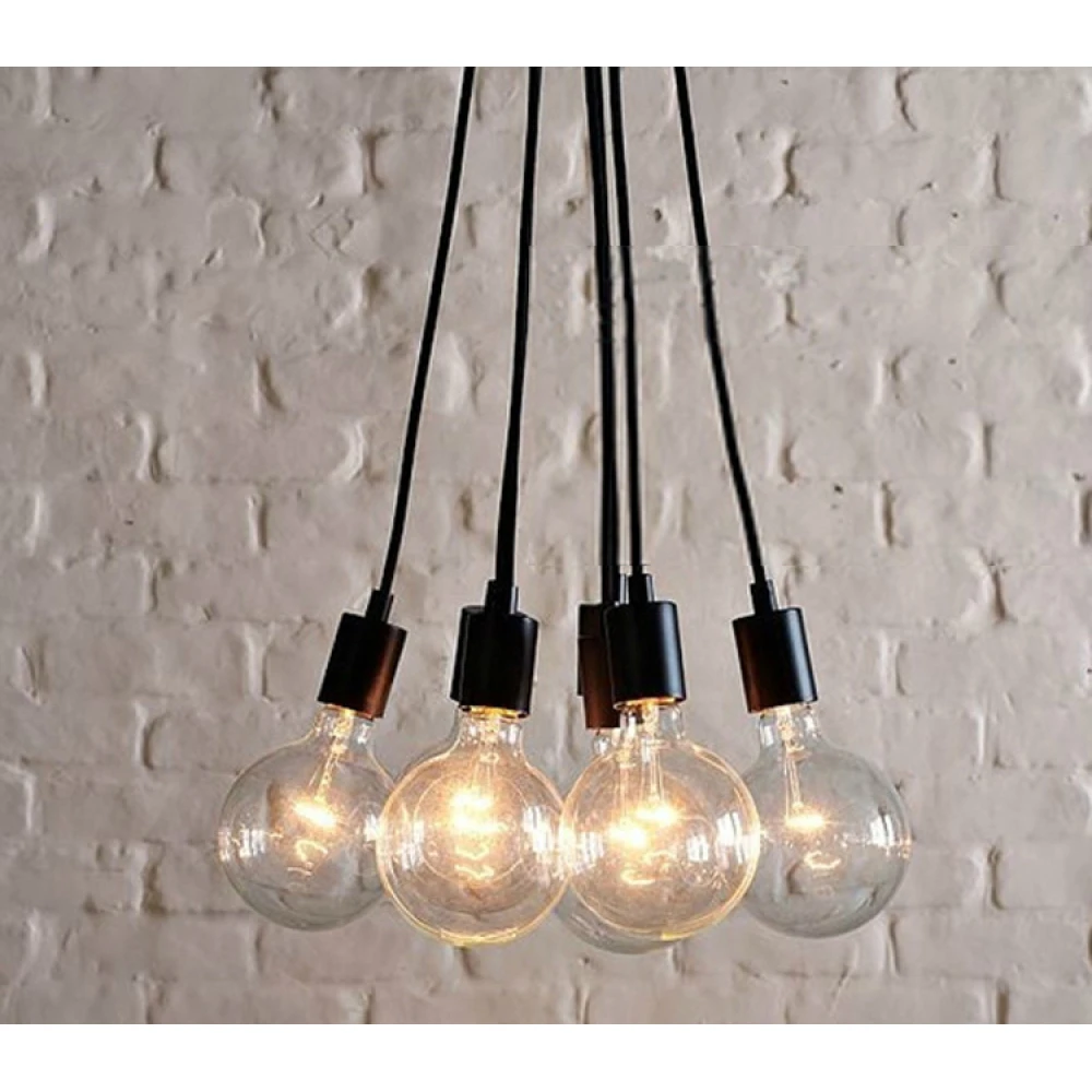 Vista lateral del Porta Lámpara Industrial Vintage Retro Edison E27 con cable de 1,1m Modelo C1