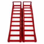 Rampe in Acciaio per Auto 2 Tonnellate (4.400 lbs) — Set da 2 Rampe di Servizio Portatili per Cambio Olio e Manutenzione, Rosse TSX TOOL
