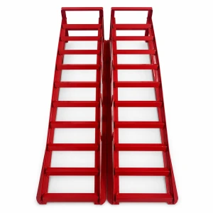 TSX TOOL Rampe in Acciaio per Auto 2 Tonnellate (4.400 lbs) — Set da 2 Rampe di Servizio Portatili per Cambio Olio e Manutenzione, Rosse TSX TOOL
