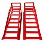 Rampe in Acciaio per Auto 2 Tonnellate (4.400 lbs) — Set da 2 Rampe di Servizio Portatili per Cambio Olio e Manutenzione, Rosse TSX TOOL