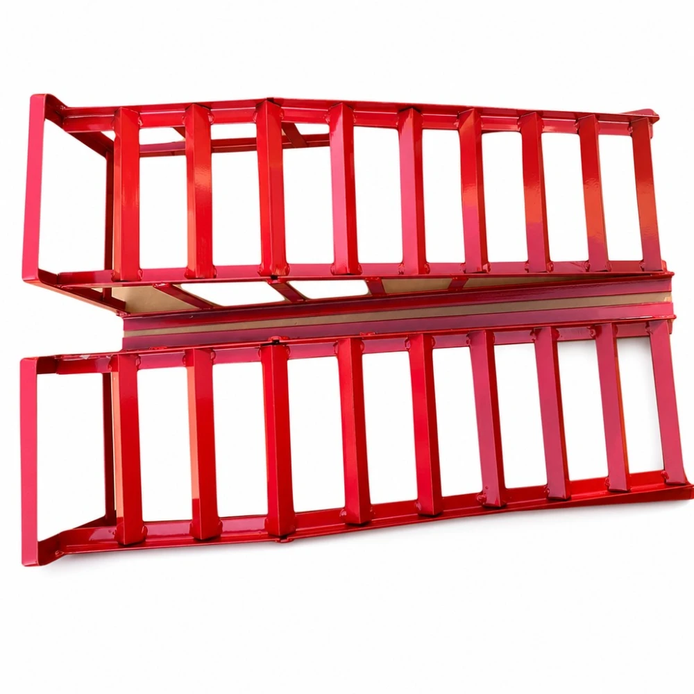 Rampe in Acciaio per Auto 2 Tonnellate (4.400 lbs) — Set da 2 Rampe di Servizio Portatili per Cambio Olio e Manutenzione, Rosse TSX TOOL