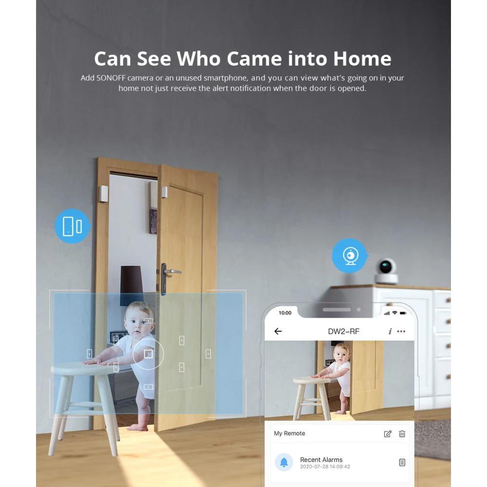 Sensore porta finestra wireless SONOFF DW2 RF per allarme casa